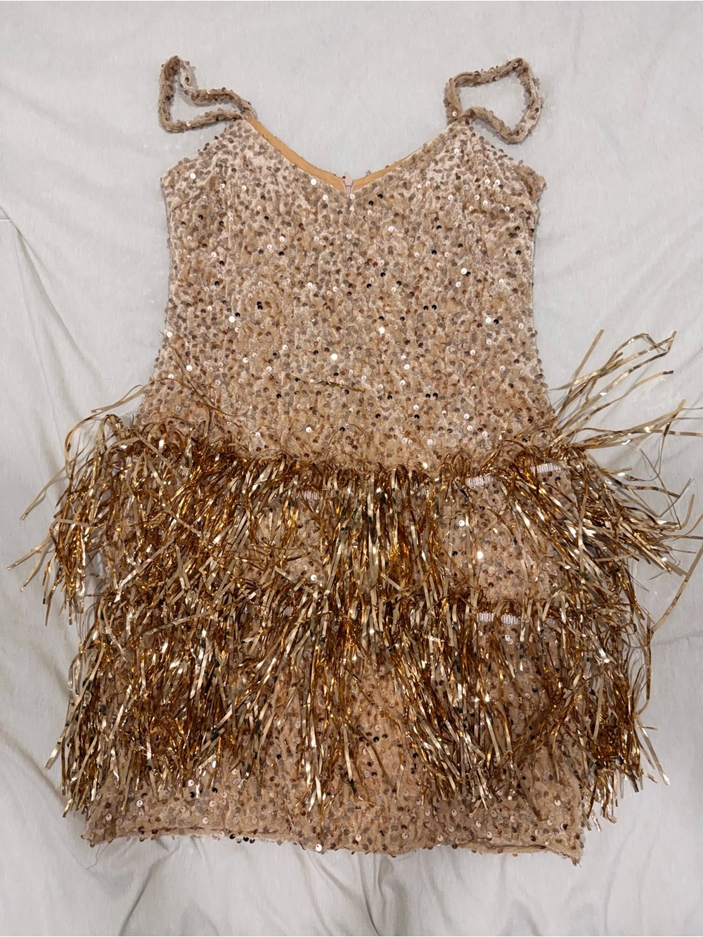 Gold Sequin Fringe Mini Dress - Picture 3 of 4